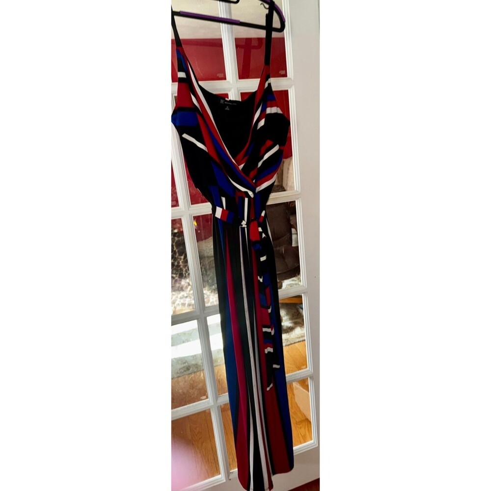 INC Striped Jumpsuit 0X NWT Summer Cruise Travel Wide-Leg Pant Suit stretchy